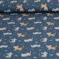 Preview: Baumwolljersey Katzen auf jeansblau – FVJ